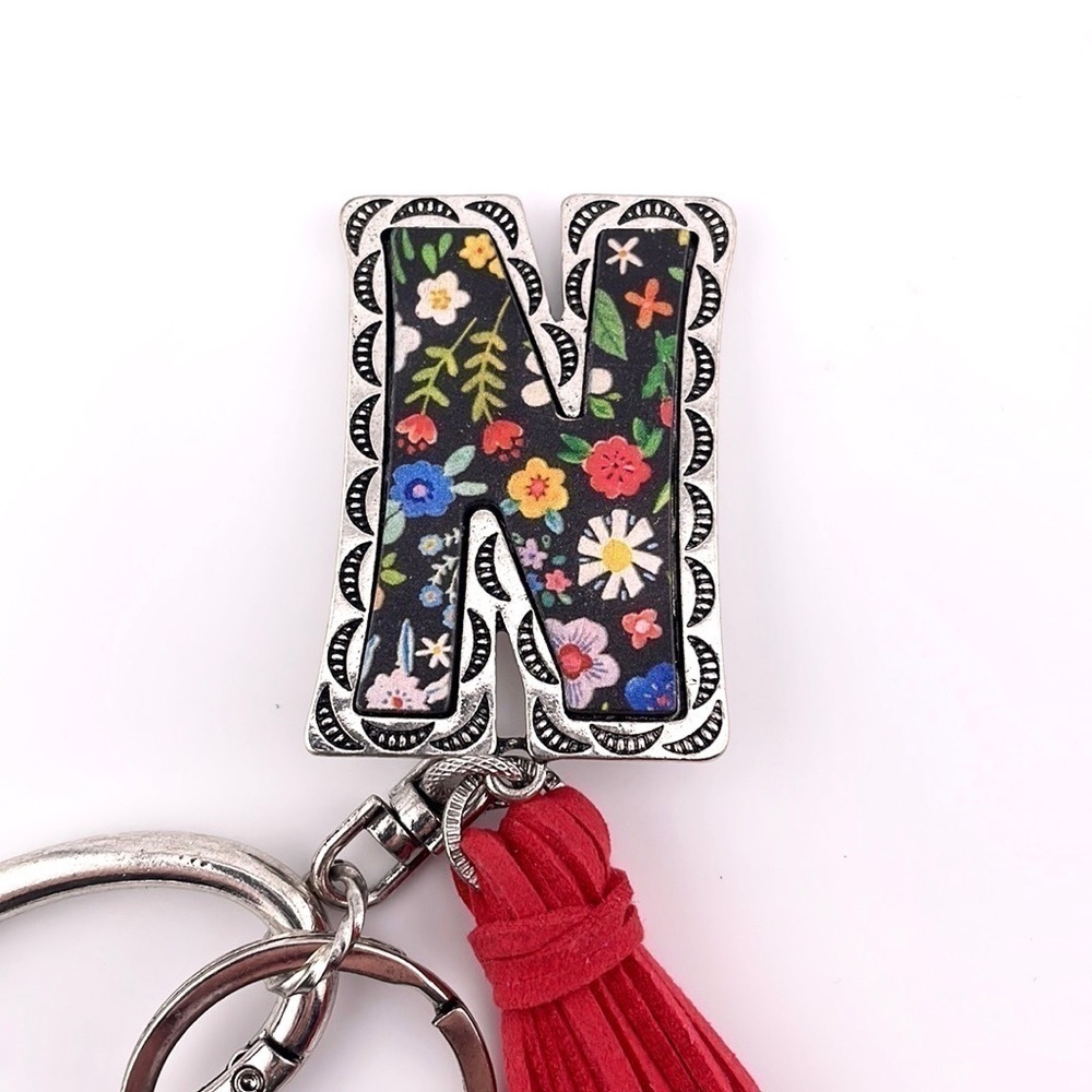 FLORAL MEADOWS 'N' INITIAL TASSEL KEYCHAIN - Picture 2 of 2